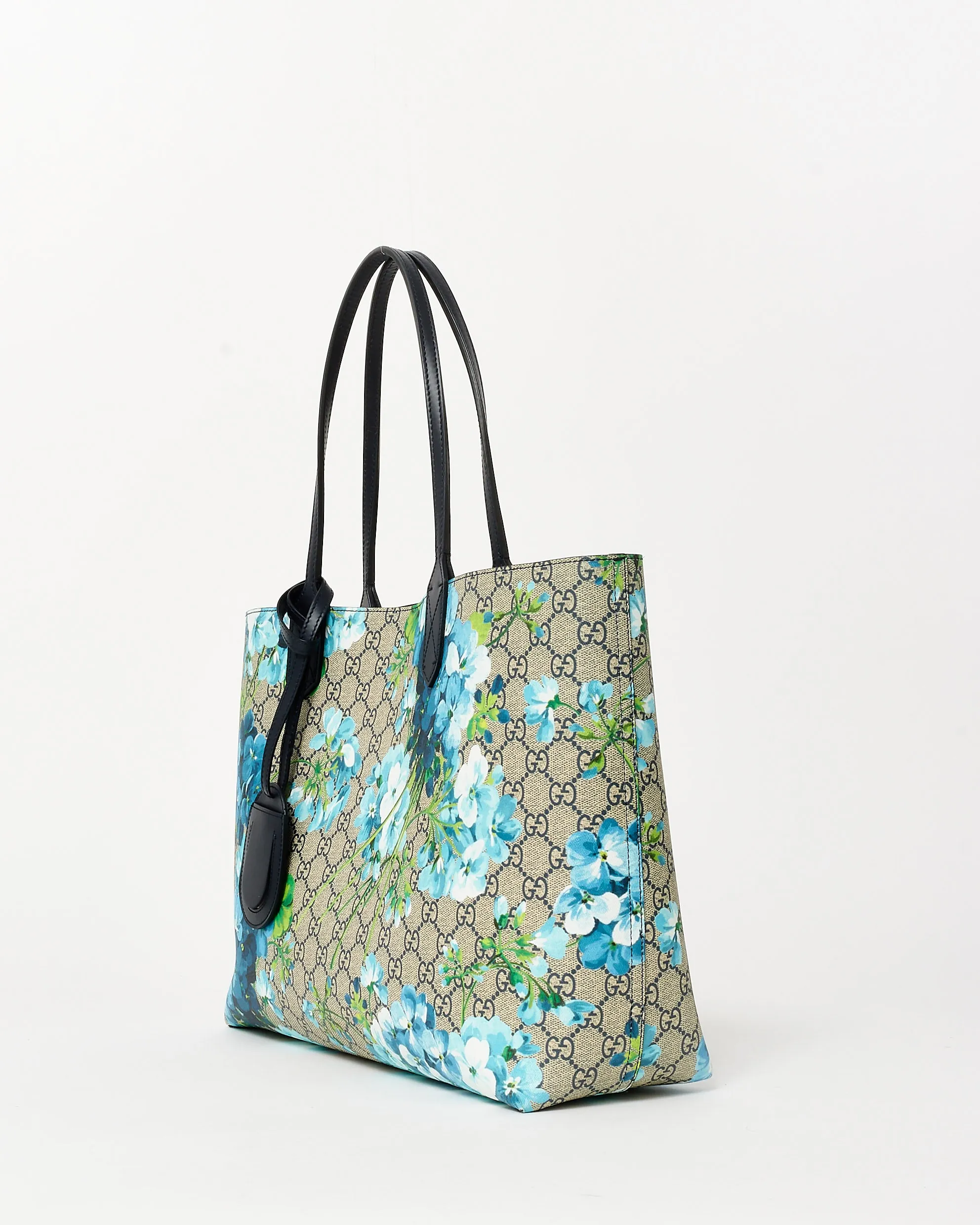 Gucci Monogram Coated Canvas & Blue Flower Reversible Tote Bag