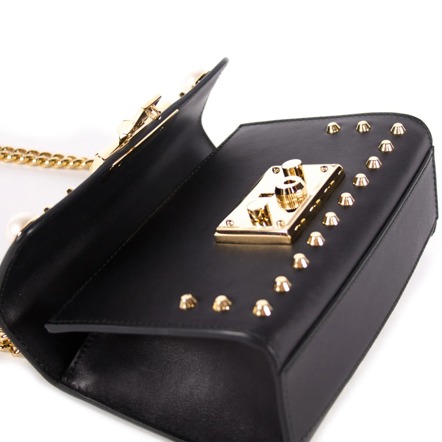 Gucci Padlock Studded Leather Shoulder Bag
