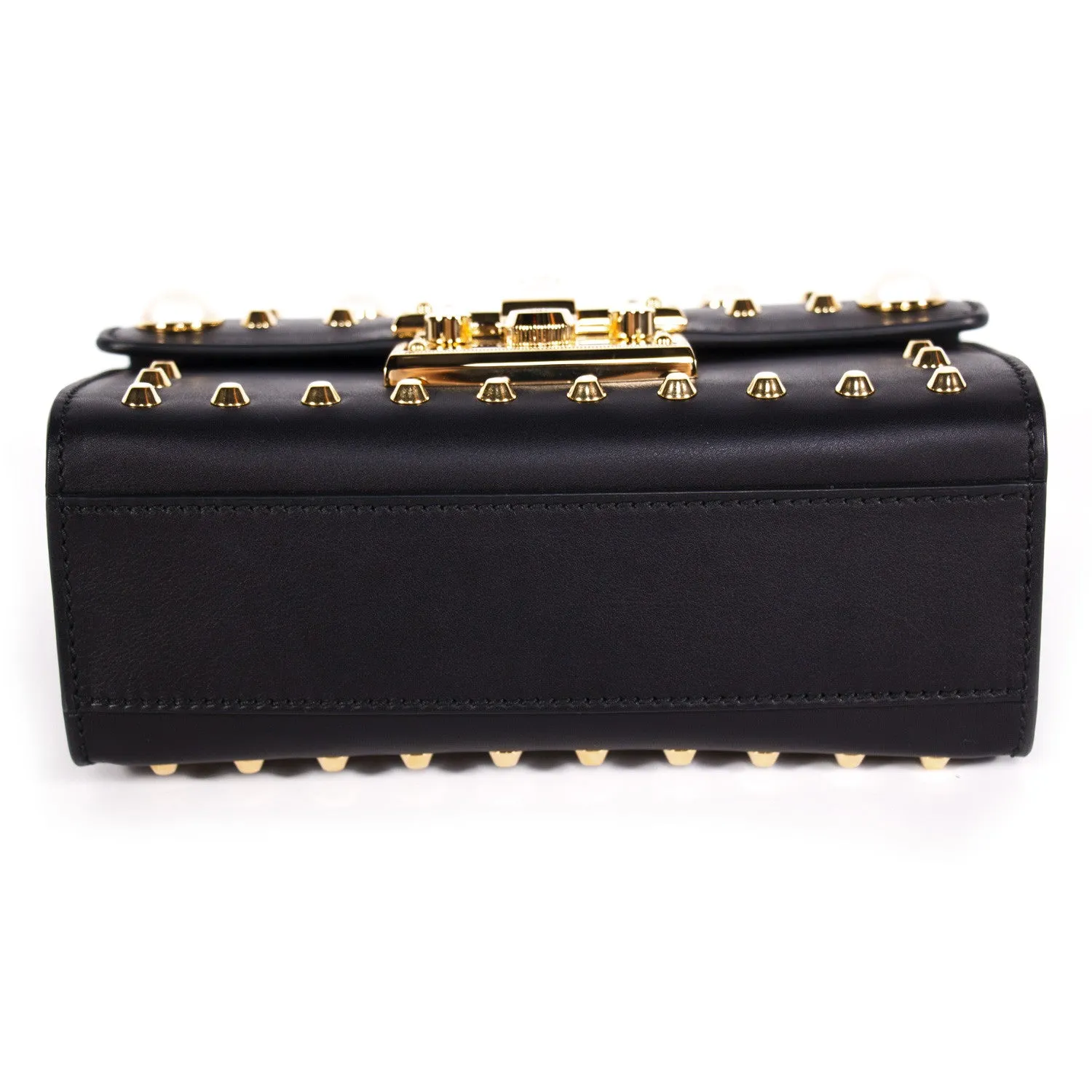 Gucci Padlock Studded Leather Shoulder Bag