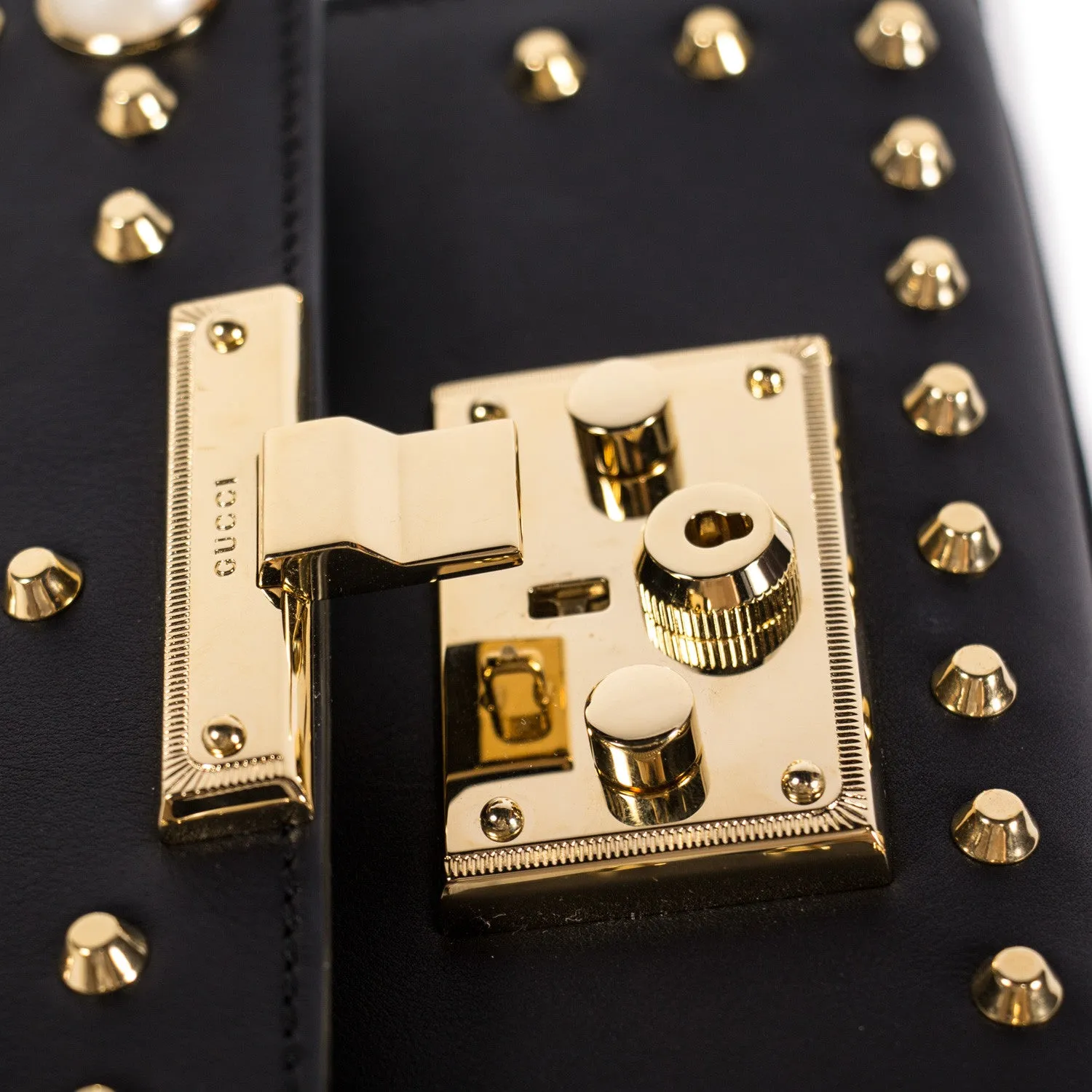 Gucci Padlock Studded Leather Shoulder Bag