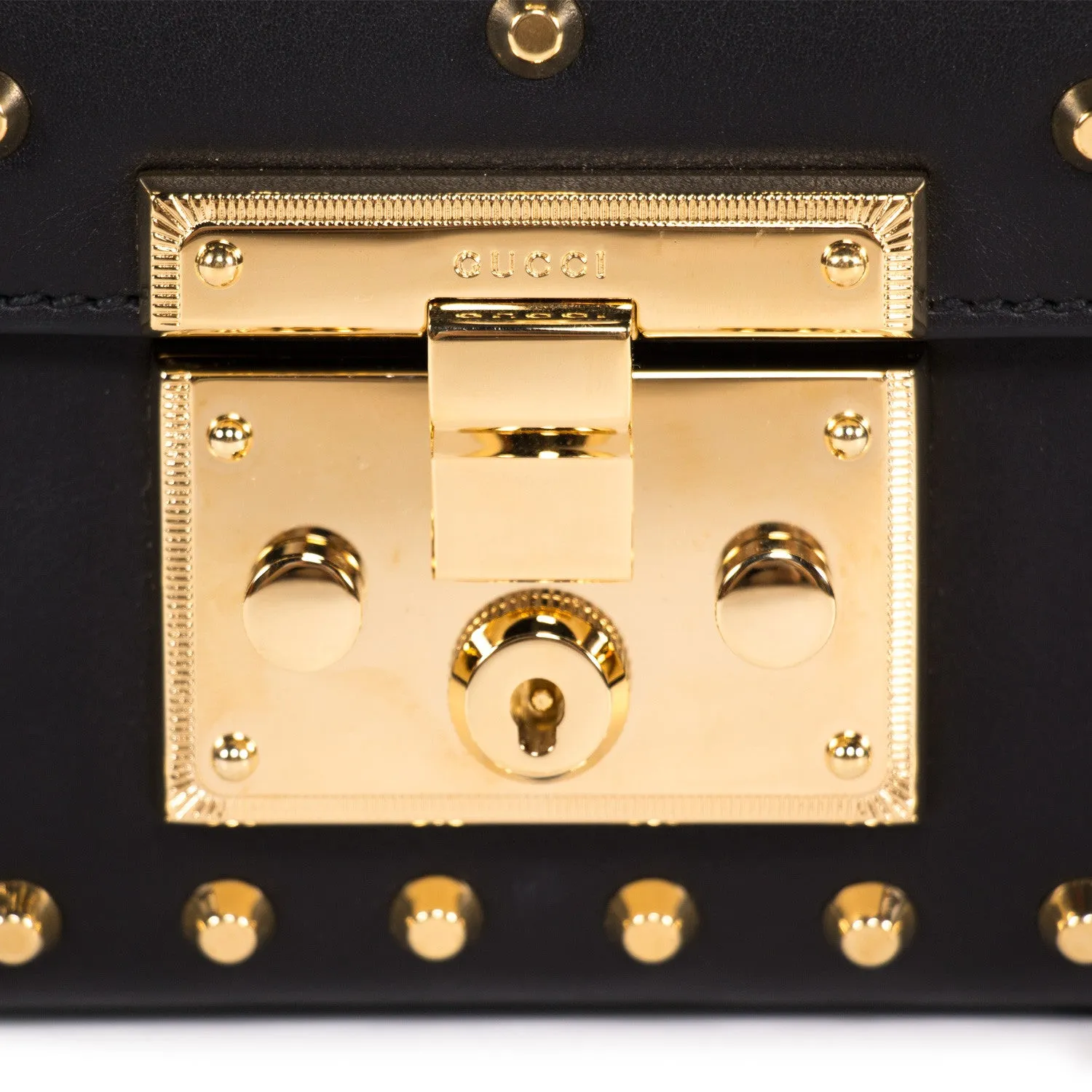 Gucci Padlock Studded Leather Shoulder Bag