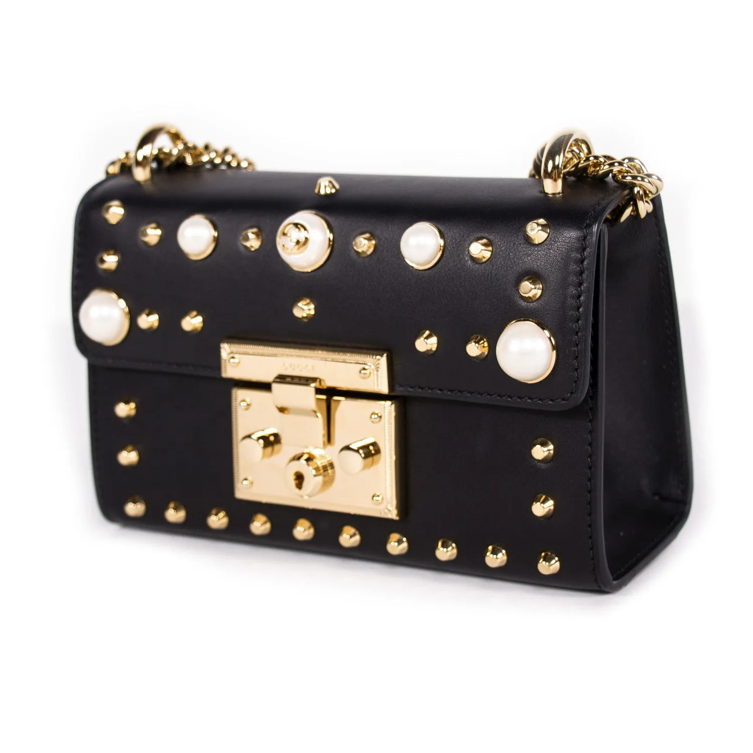 Gucci Padlock Studded Leather Shoulder Bag
