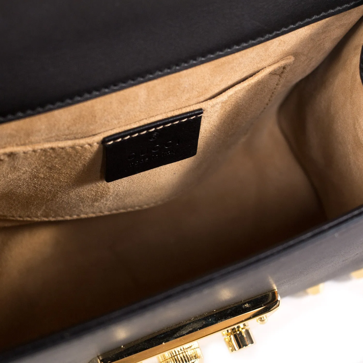 Gucci Padlock Studded Leather Shoulder Bag