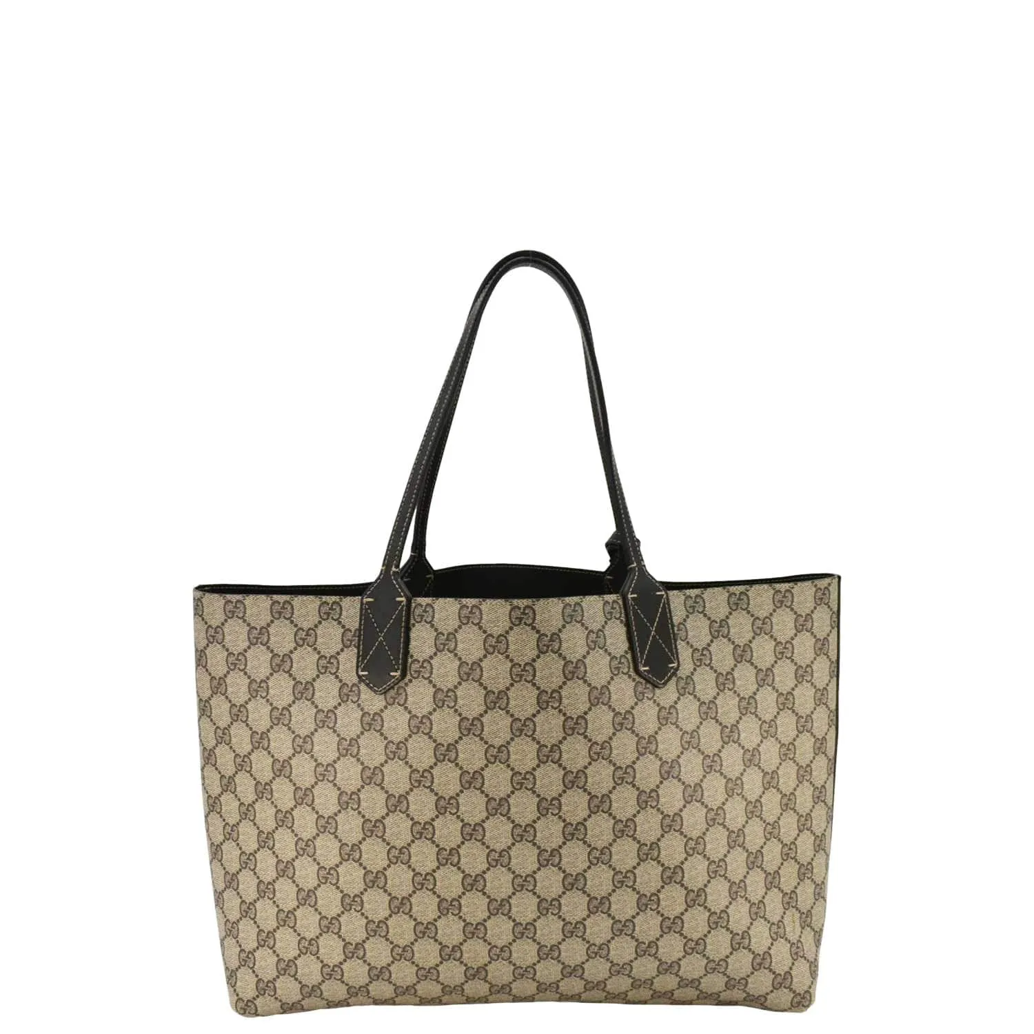 GUCCI Reversible Medium GG Supreme Canvas Tote Bag Dark Brown