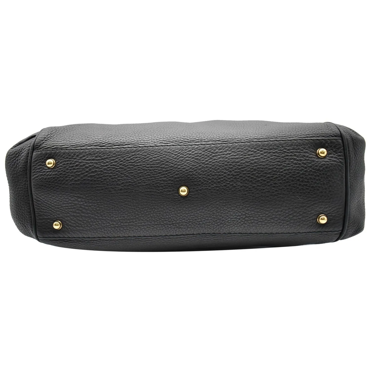 GUCCI Ride Medium Pebbled Leather Top Handle Shoulder Bag Black