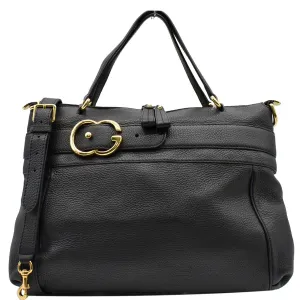GUCCI Ride Medium Pebbled Leather Top Handle Shoulder Bag Black