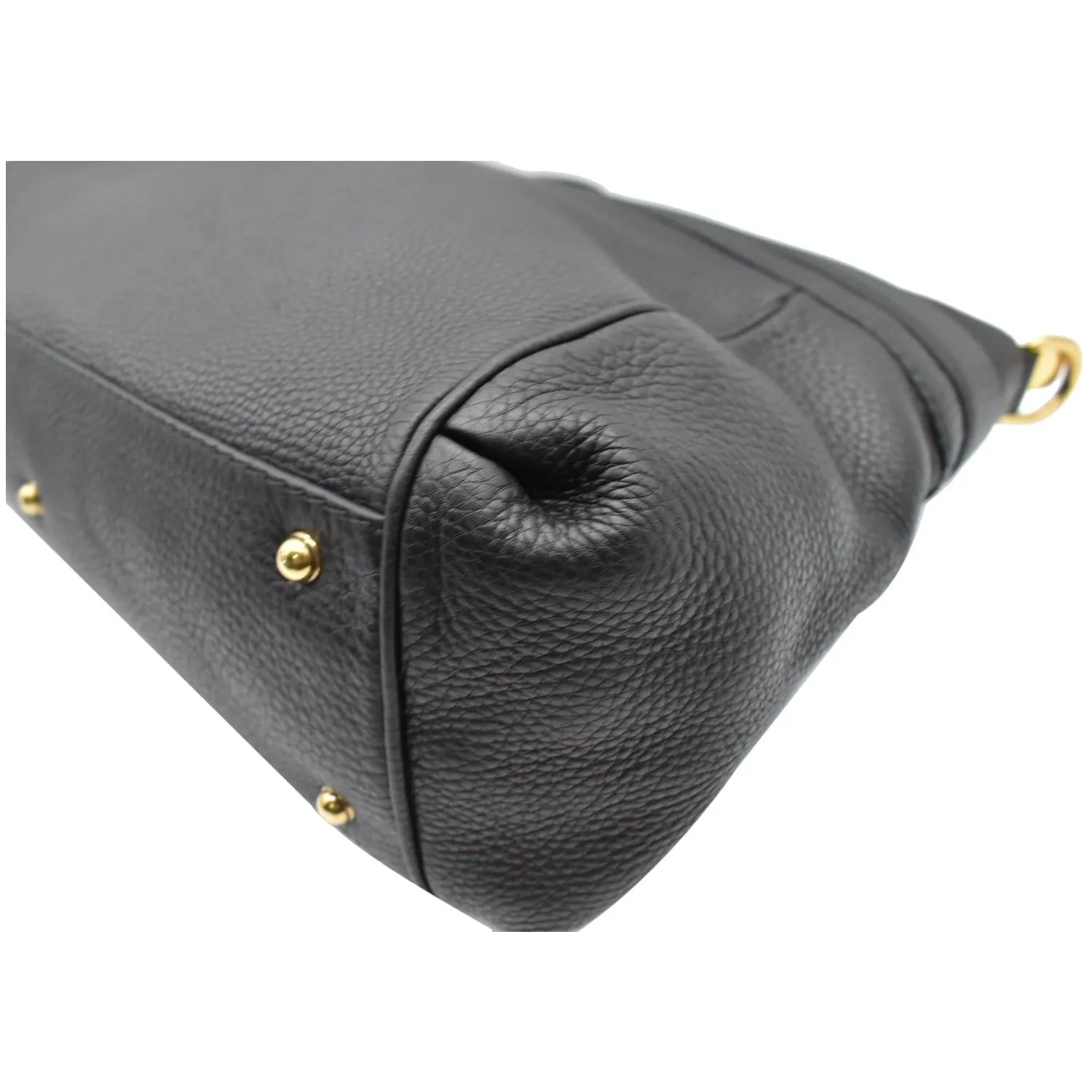GUCCI Ride Medium Pebbled Leather Top Handle Shoulder Bag Black