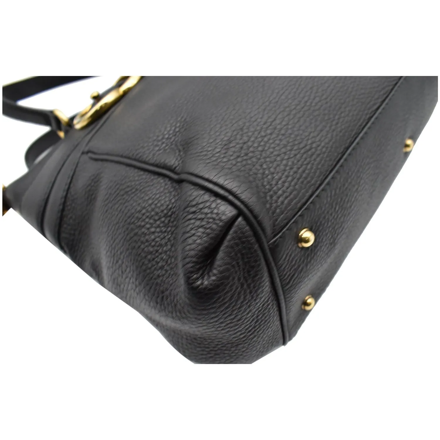 GUCCI Ride Medium Pebbled Leather Top Handle Shoulder Bag Black