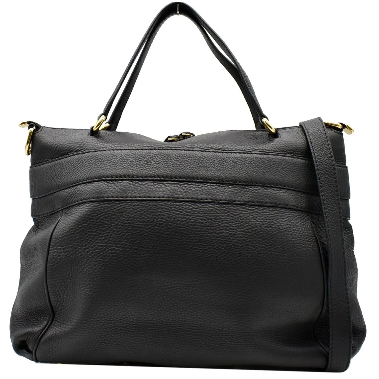 GUCCI Ride Medium Pebbled Leather Top Handle Shoulder Bag Black