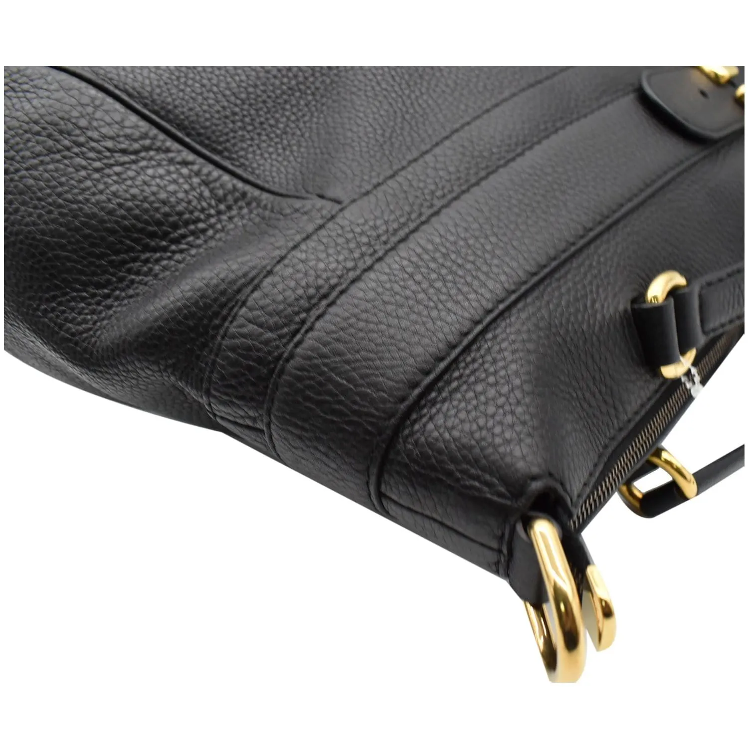 GUCCI Ride Medium Pebbled Leather Top Handle Shoulder Bag Black