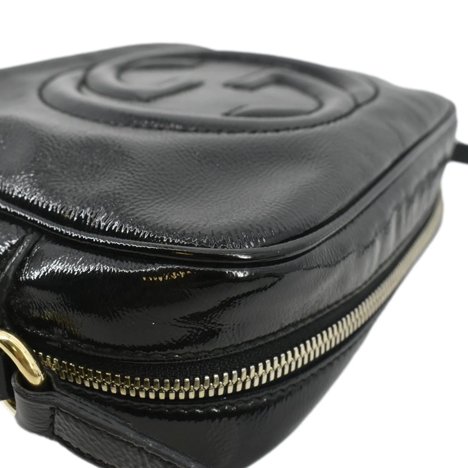 GUCCI Soho Disco Patent Leather Crossbody Bag Black 308364