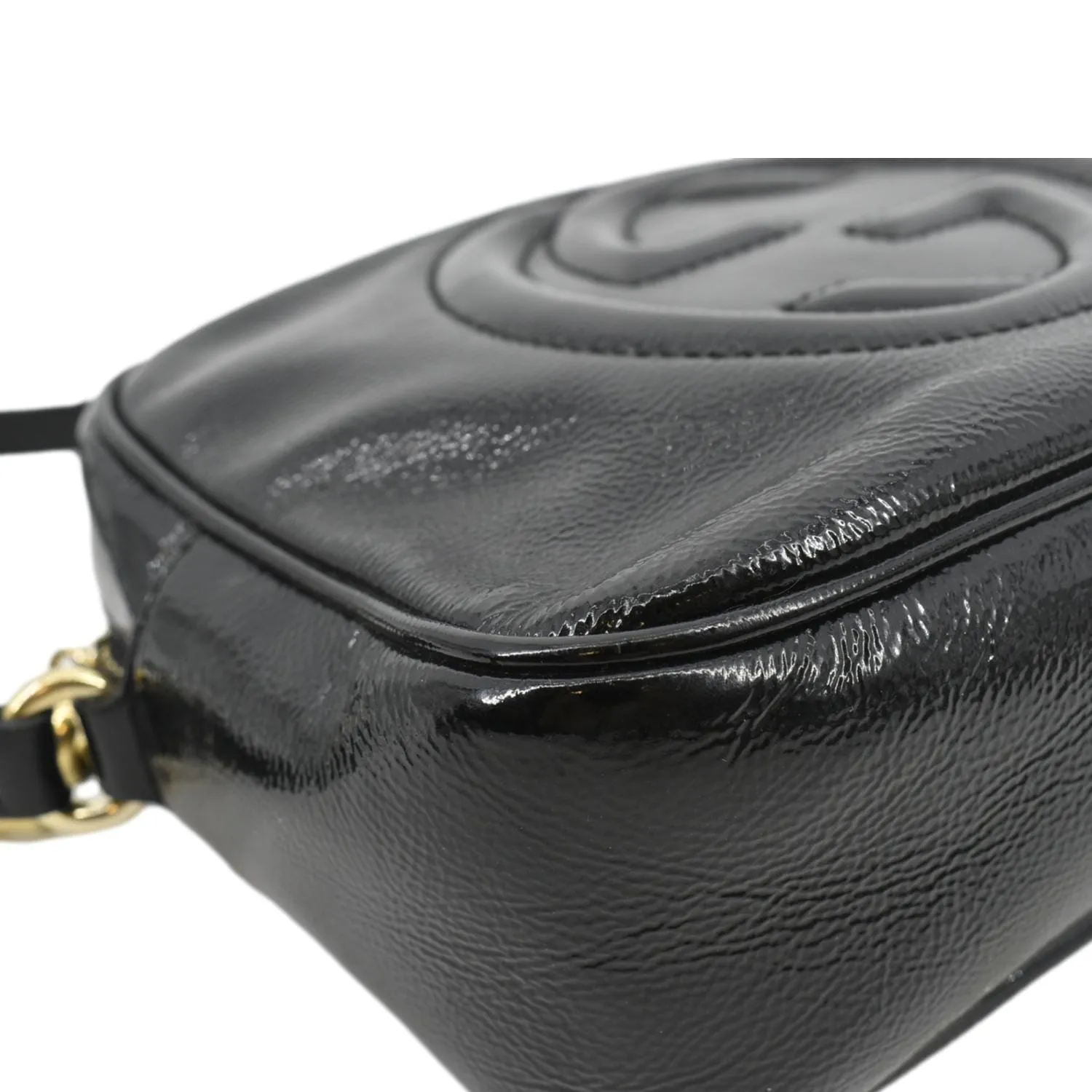 GUCCI Soho Disco Patent Leather Crossbody Bag Black 308364