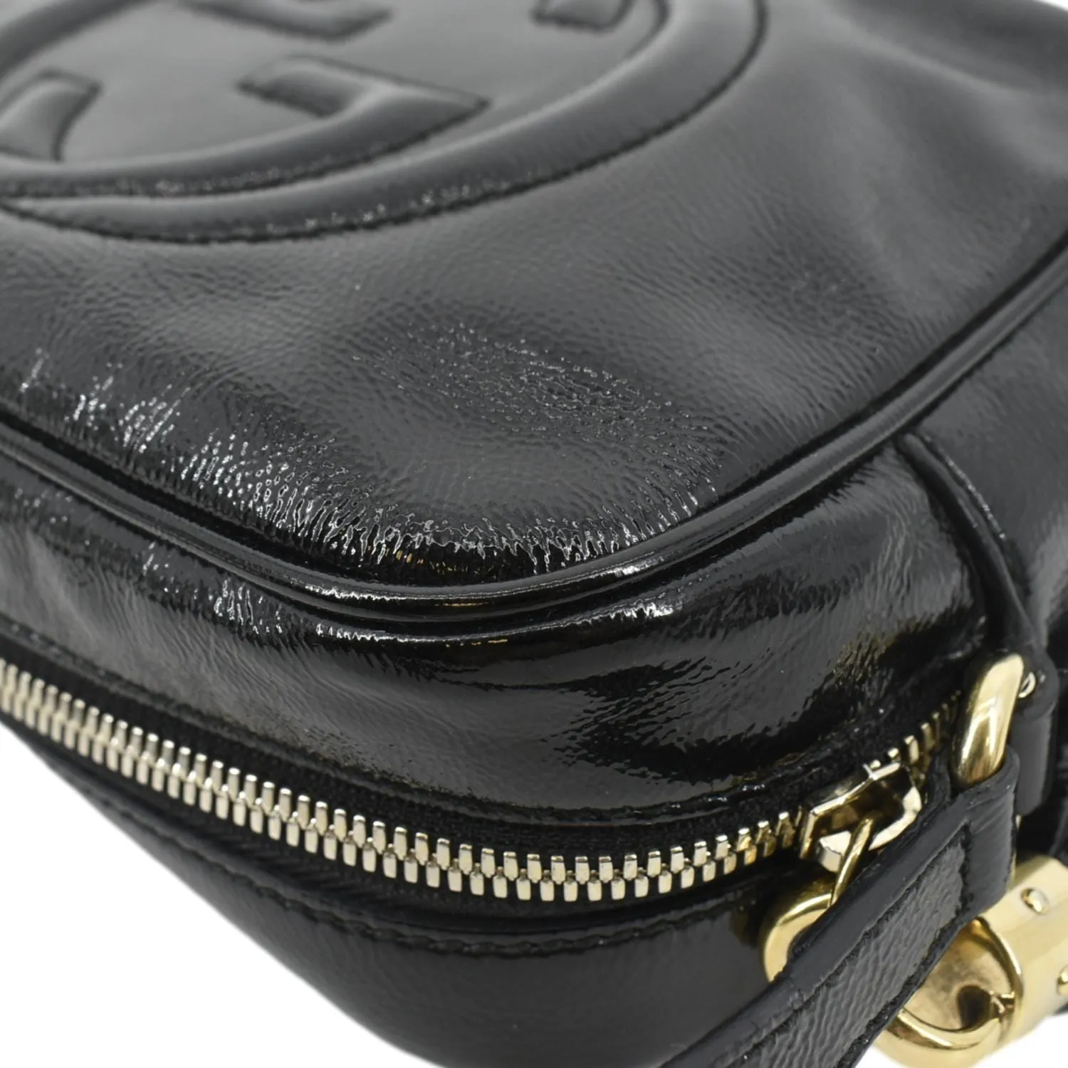 GUCCI Soho Disco Patent Leather Crossbody Bag Black 308364