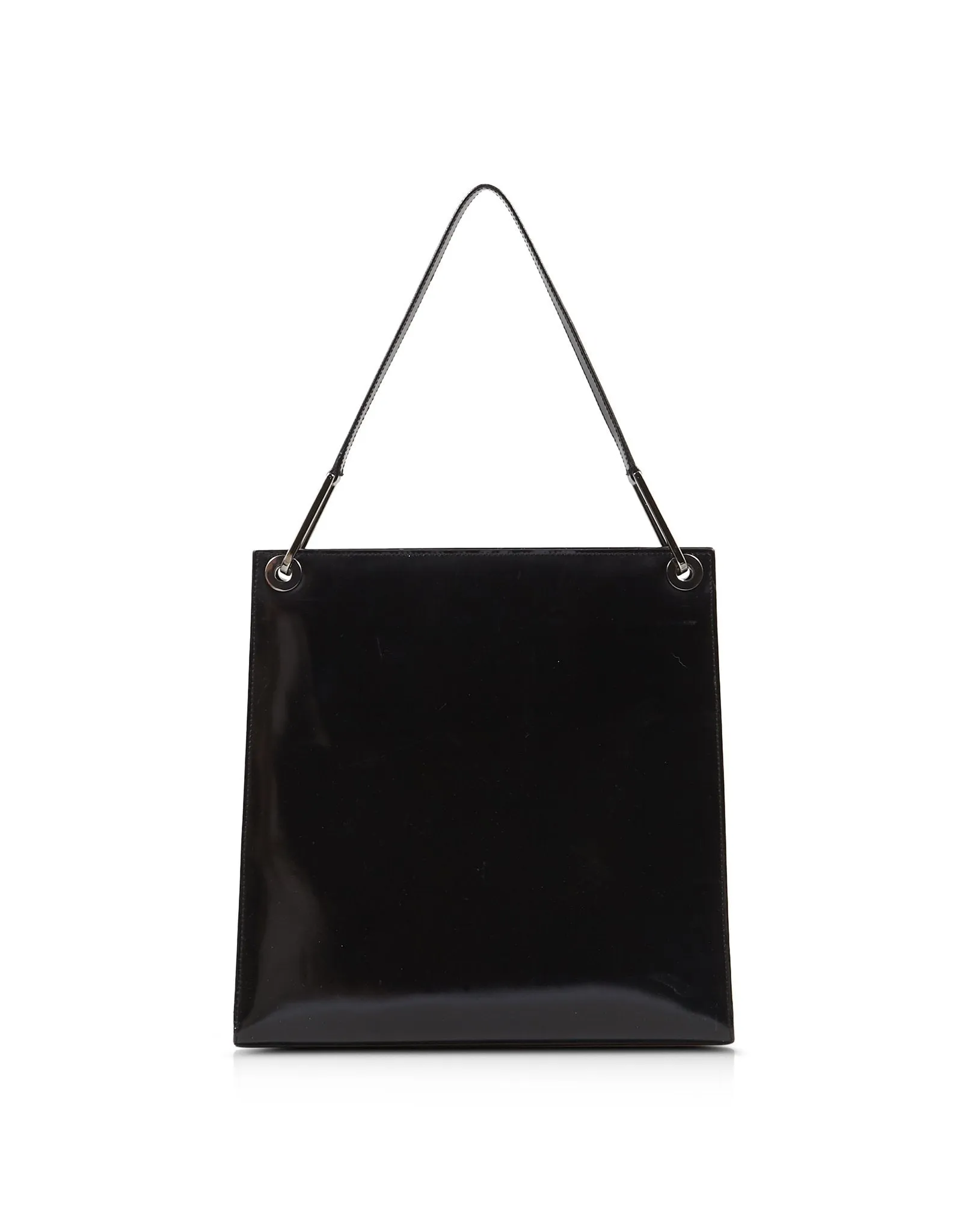 Gucci Vintage Black Leather G Logo Shoulder Bag