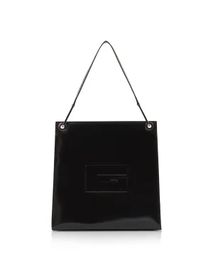 Gucci Vintage Black Leather G Logo Shoulder Bag