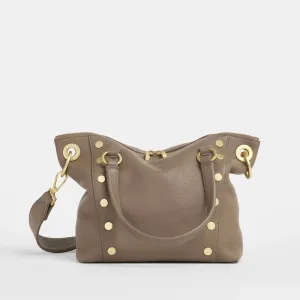 Hammitt Daniel Medium Sculpted Taupe/Brushed Gold Satchel