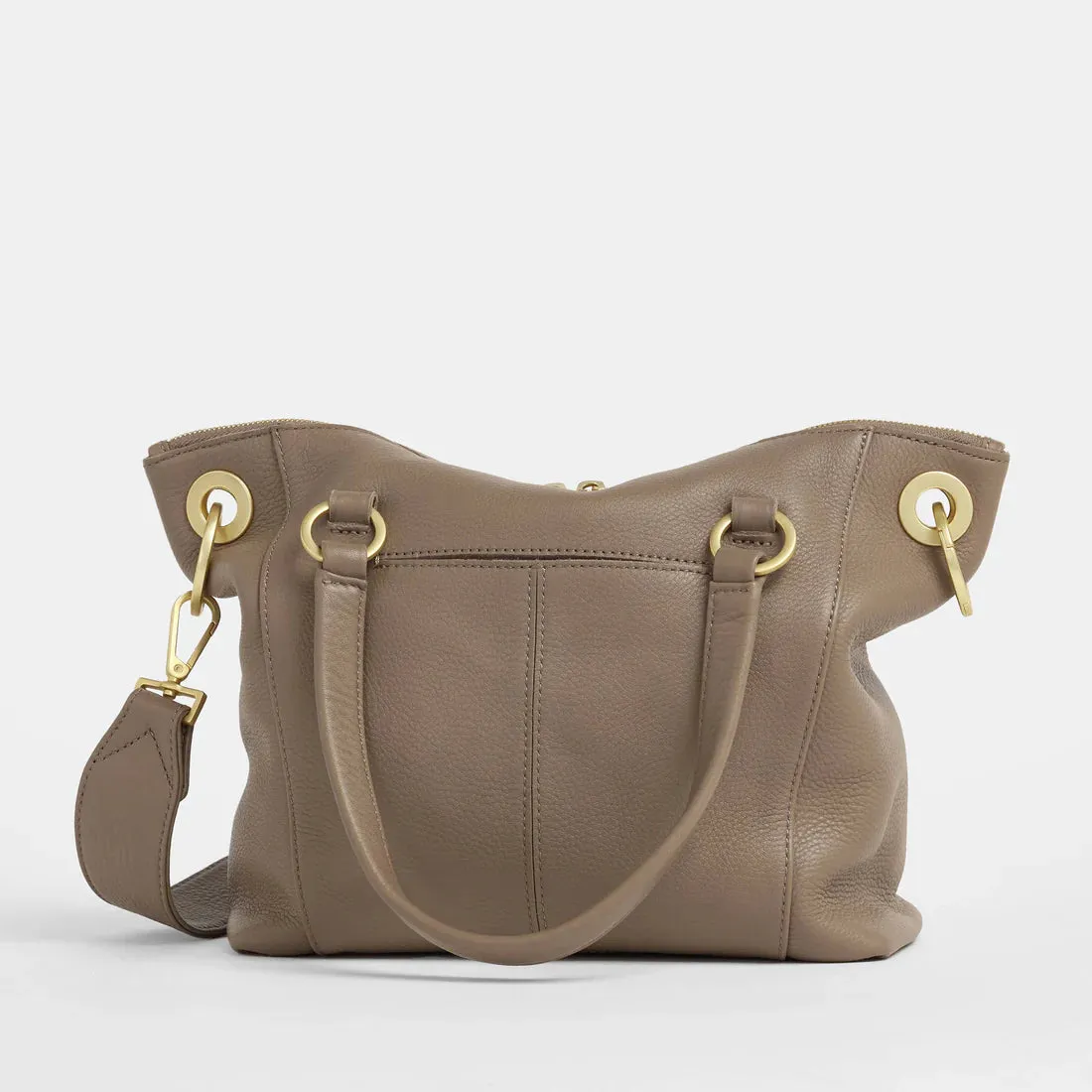 Hammitt Daniel Medium Sculpted Taupe/Brushed Gold Satchel