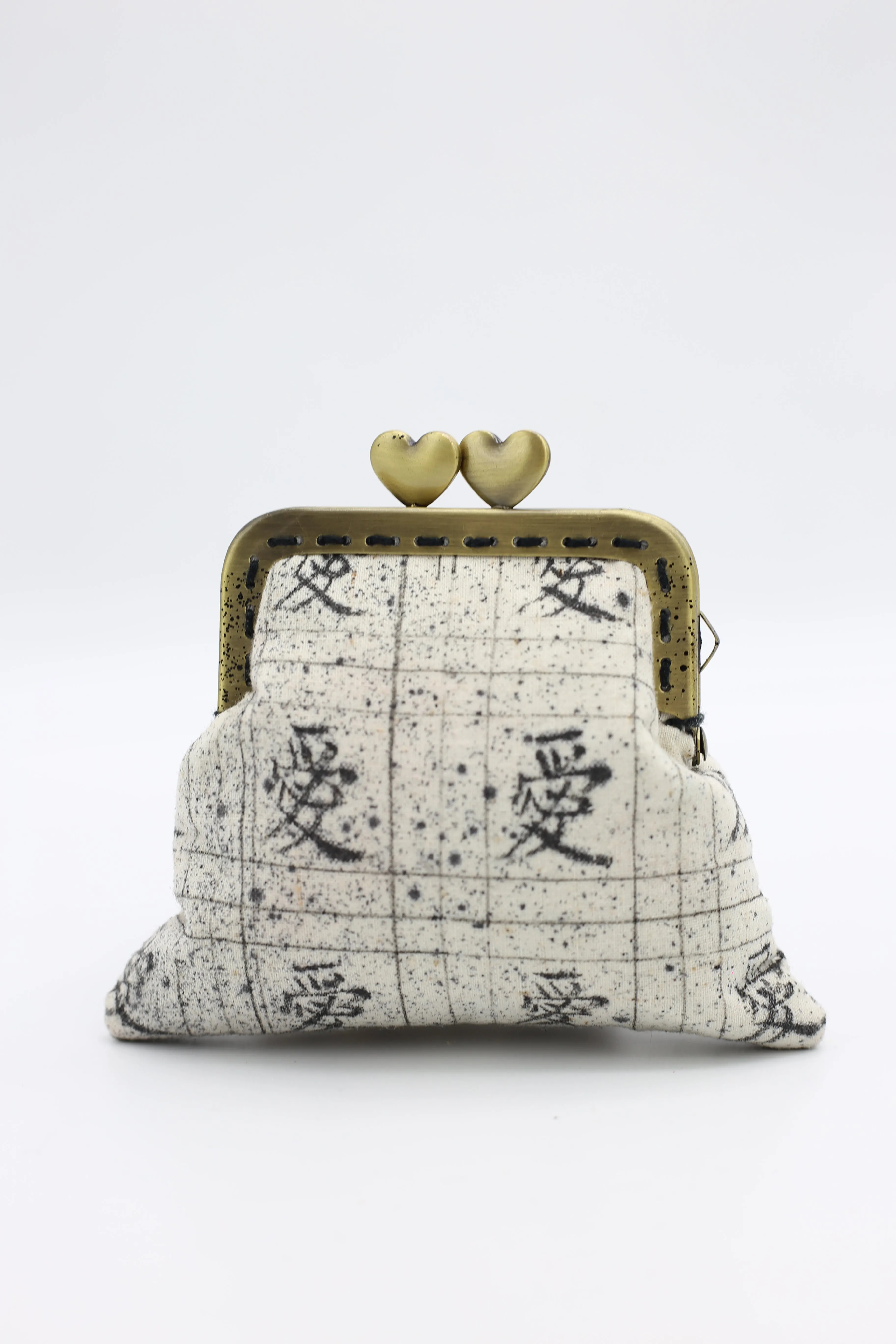 Hand Calligraphed Love in Chinese on Recycled Fabric Purse