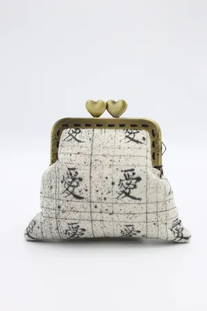 Hand Calligraphed Love in Chinese on Recycled Fabric Purse
