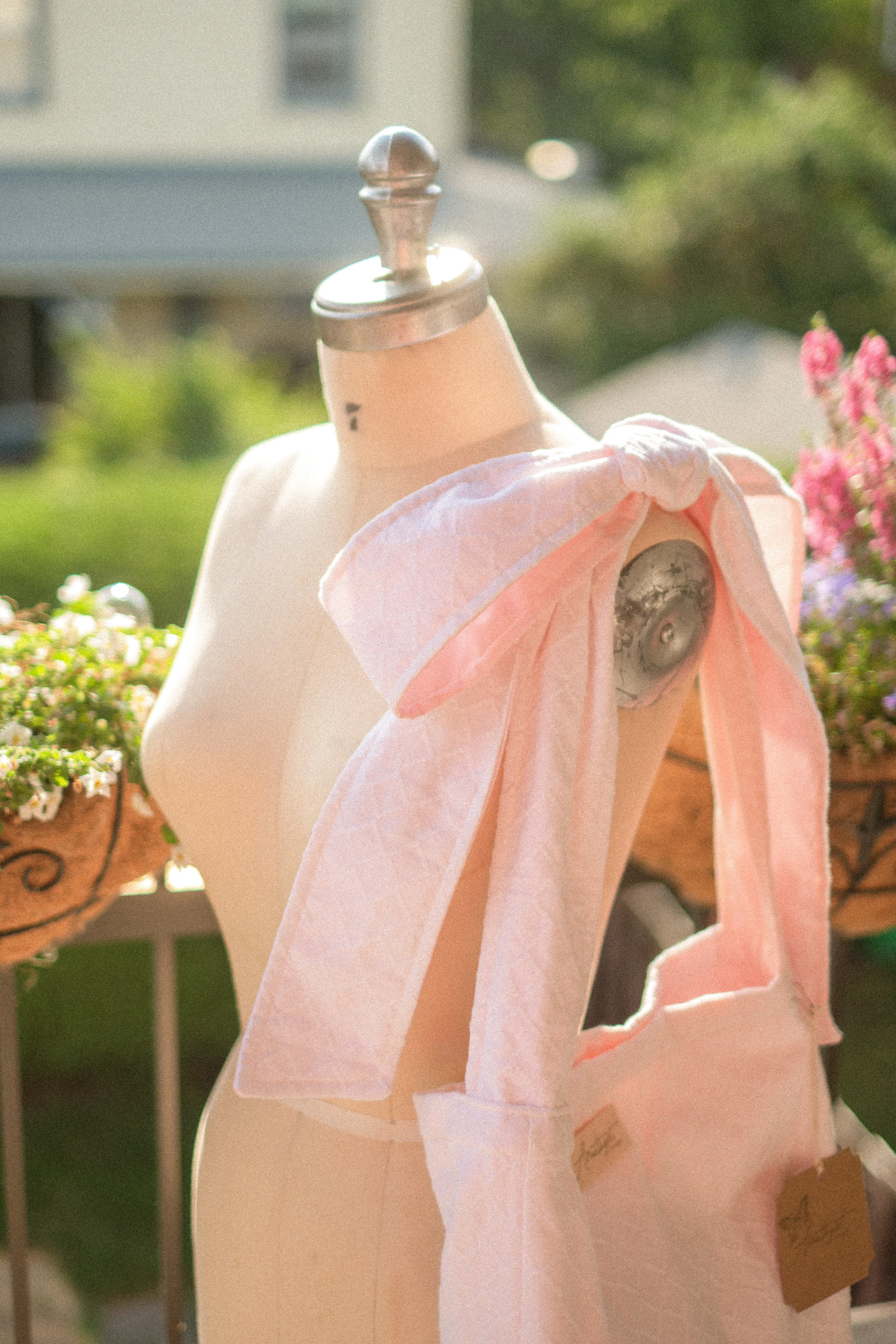 Handmade Ribbon cotton reversible tote - ballerina slippers