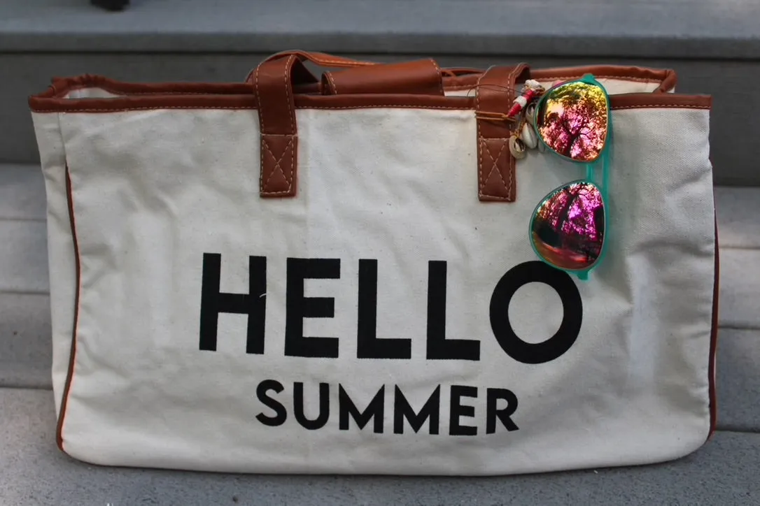 Hello Summer - Large Cotton Tote Bag