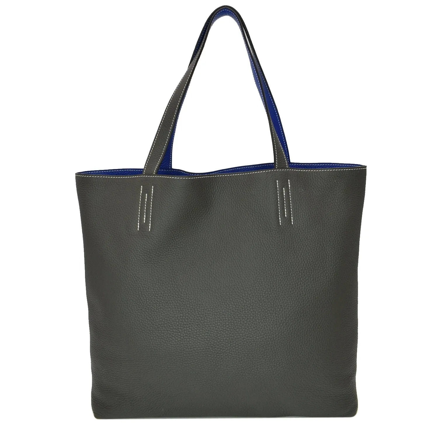HERMES Double Sens 36 Reversible Taurillon Clemence Tote Bag Black