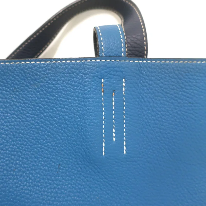 Hermes Double Sens 45 Reversible Tote Bleu Electrique Graphite Clemence Leather