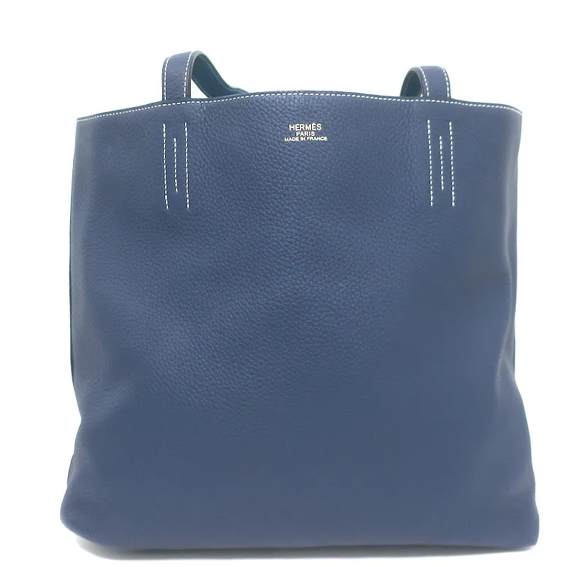 Hermes Double Sens 45 Reversible Tote Bleu Electrique Graphite Clemence Leather
