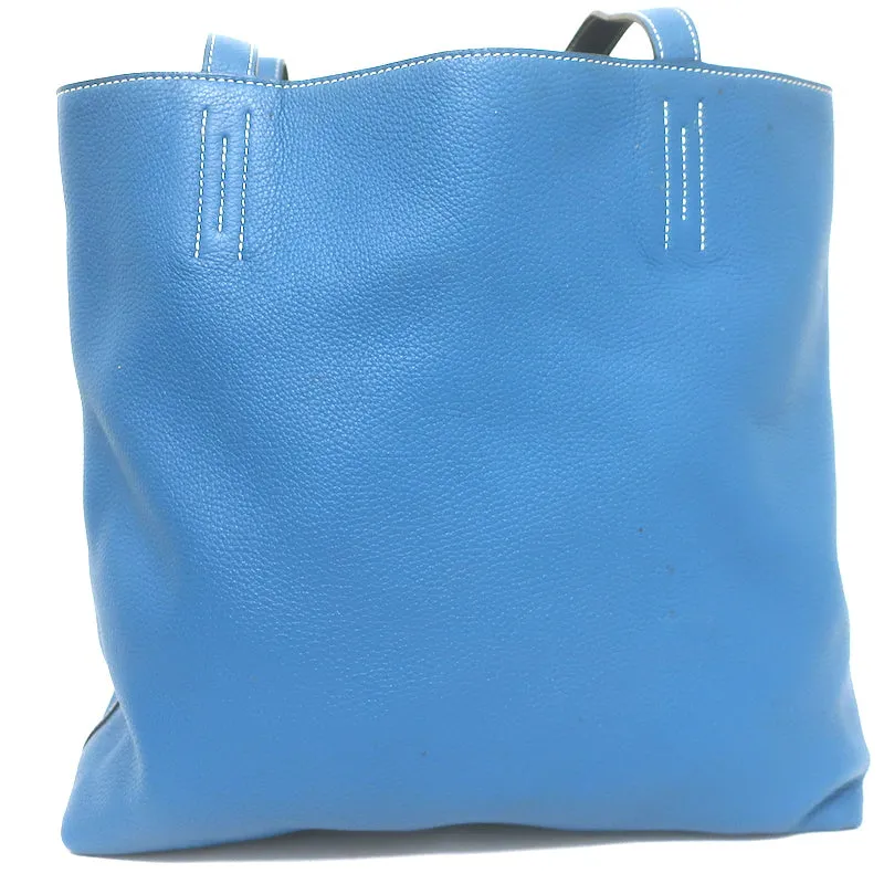Hermes Double Sens 45 Reversible Tote Bleu Electrique Graphite Clemence Leather