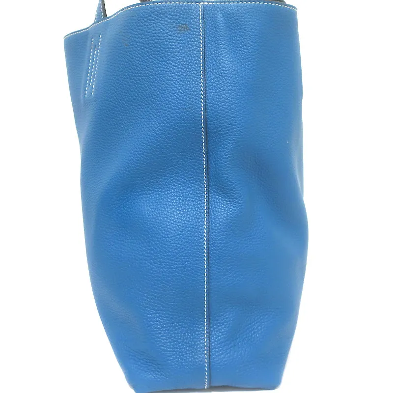 Hermes Double Sens 45 Reversible Tote Bleu Electrique Graphite Clemence Leather