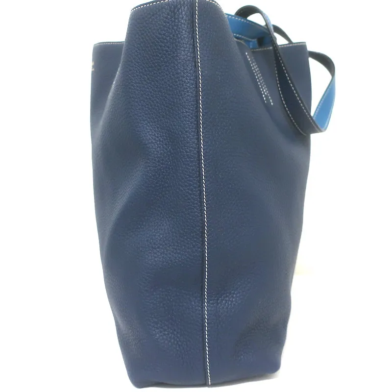 Hermes Double Sens 45 Reversible Tote Bleu Electrique Graphite Clemence Leather