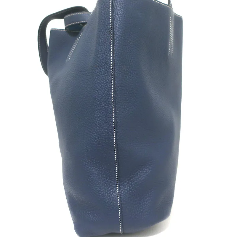 Hermes Double Sens 45 Reversible Tote Bleu Electrique Graphite Clemence Leather
