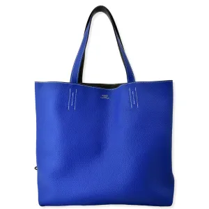 HERMES Double Sens 45cm Reversible Taurillon Clemence Tot Bag Black/Blue