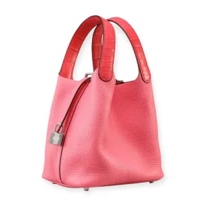 Hermès Bag, Rose Azalee Taurillon Clemence Matte Alligator Picotin Lock Touch 18 PM