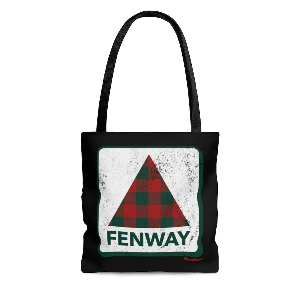 Holiday Plaid Fenway Sign Tote Bag