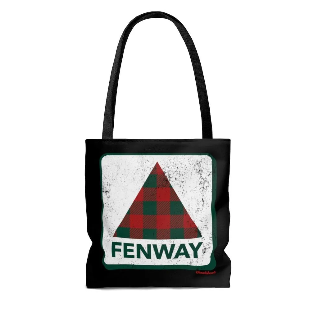 Holiday Plaid Fenway Sign Tote Bag