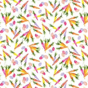 Hoppy Easter by P & B Textiles CARROT TOSS/WHITE