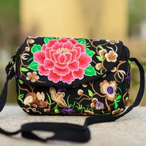Hot Ethnic Hmong Boho Indian Embroidered Small Shoulder Bag Handmade Fabric Embroidery Crossbody Bags Luxury Brand Messenger Bag