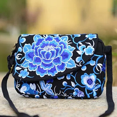 Hot Ethnic Hmong Boho Indian Embroidered Small Shoulder Bag Handmade Fabric Embroidery Crossbody Bags Luxury Brand Messenger Bag