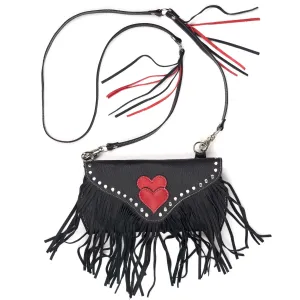 HR691  Studded Fringe Crossbody Bag w/ Hearts