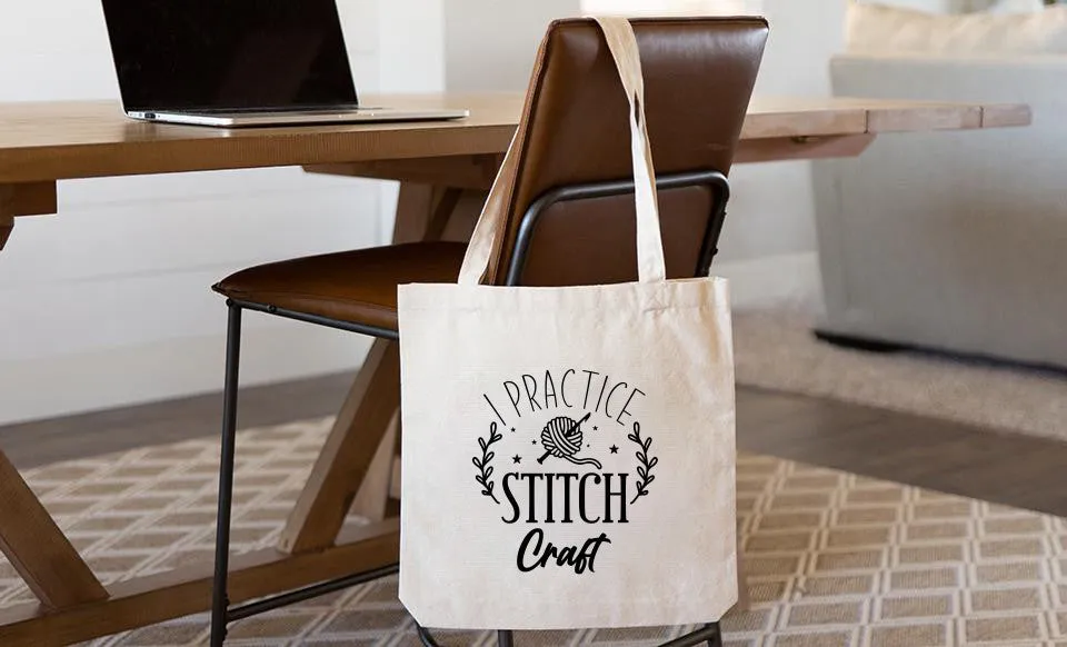 I Practice Stitch Craft Tote Bag