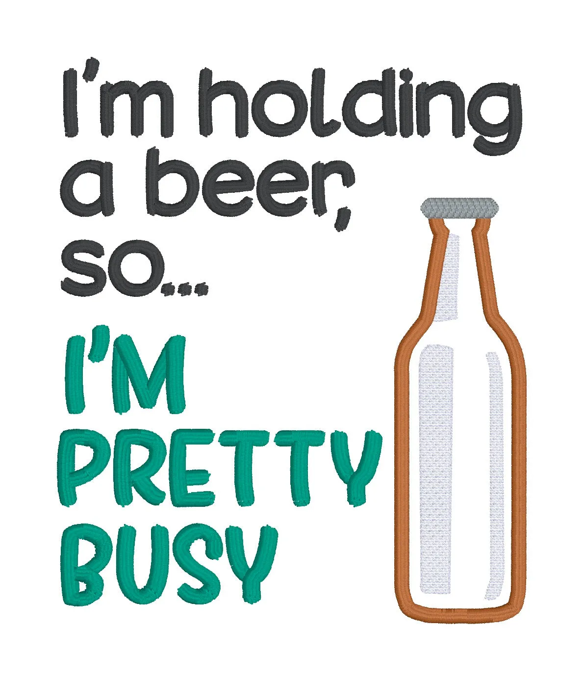 I'm Holding A Beer Applique machine embroidery design (4 sizes included) DIGITAL DOWNLOAD