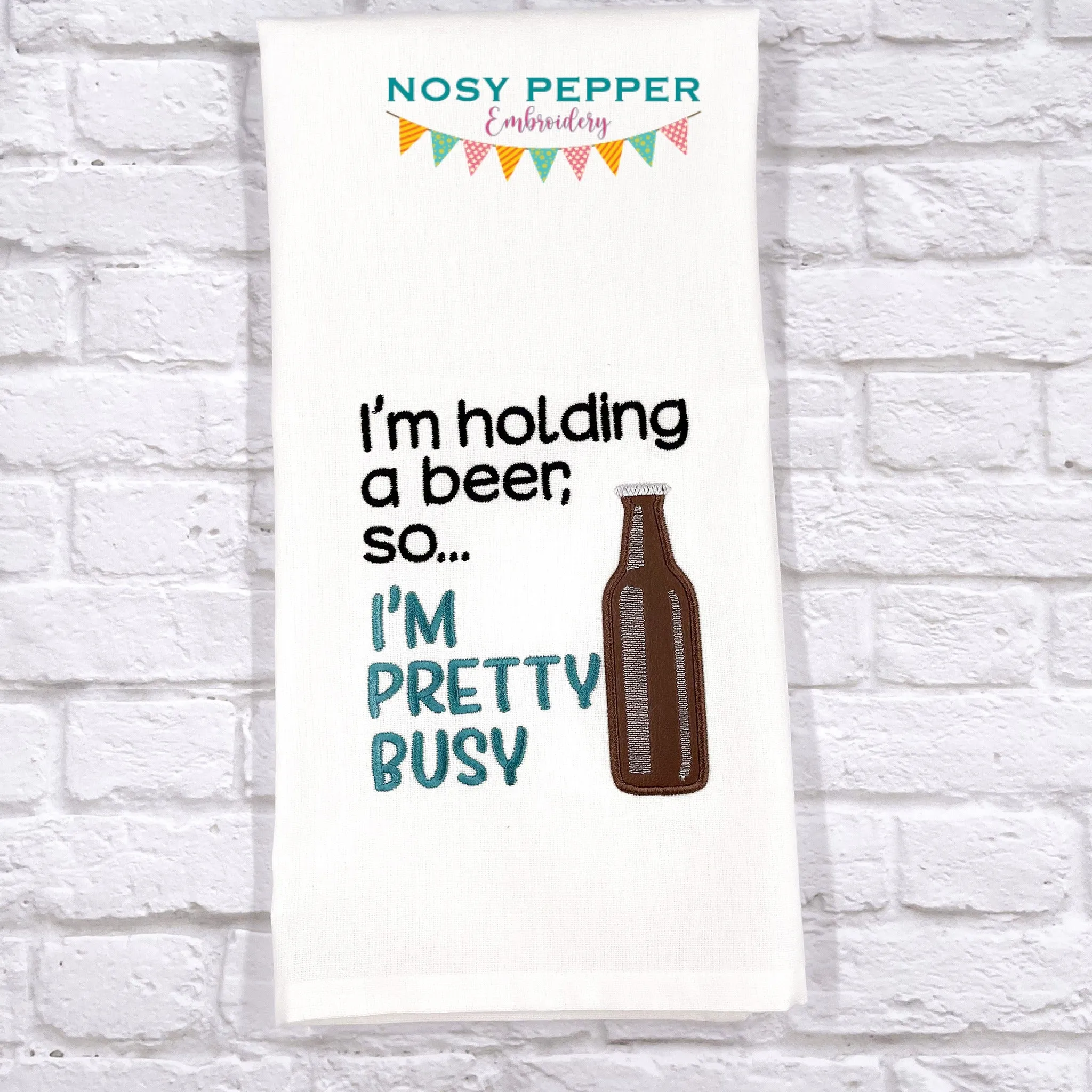 I'm Holding A Beer Applique machine embroidery design (4 sizes included) DIGITAL DOWNLOAD