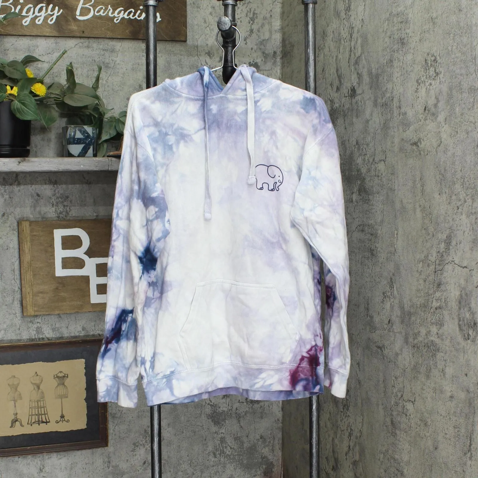 Ivory Ella Womens Tie Dye Graphic Hooded Hoodie Sweatshirt Purple Multicolor S