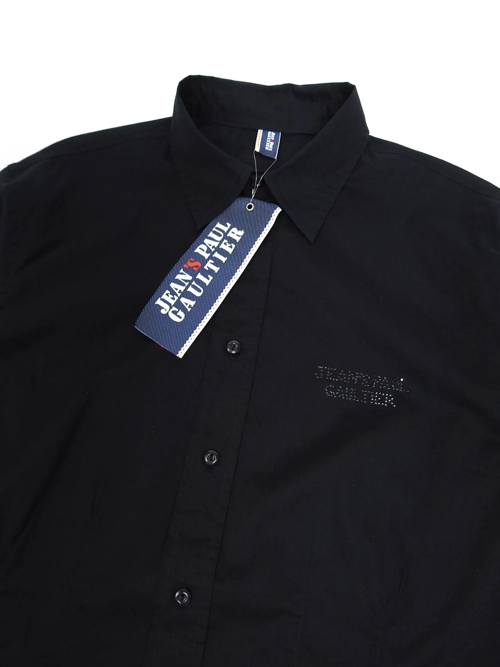 Jean’s Paul Gaultier Black Sheer Logo Studded Shirt Size XL