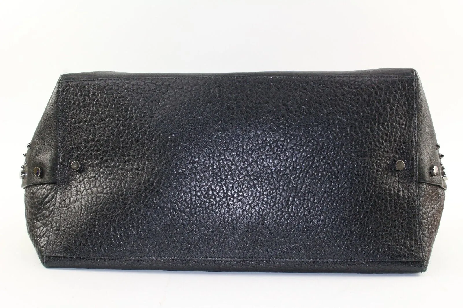 JIMMY CHOO Black Leather Studded Tote Spike Grommet Rivet 4JC1220K