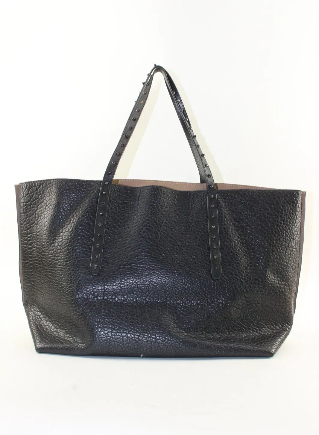 JIMMY CHOO Black Leather Studded Tote Spike Grommet Rivet 4JC1220K