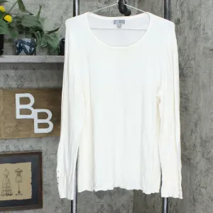 JM Collection Women's Studded-Cuff Sweater Eggshell Large