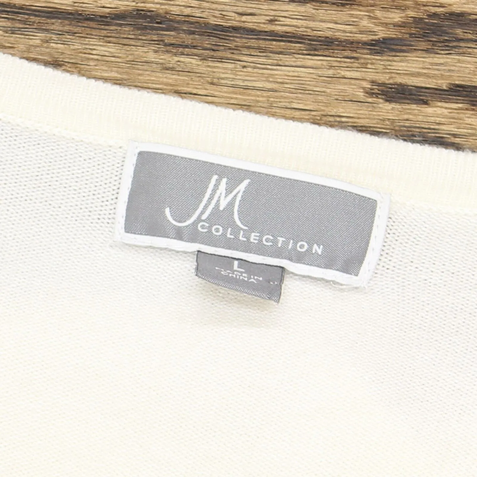 JM Collection Women's Studded-Cuff Sweater Eggshell Large