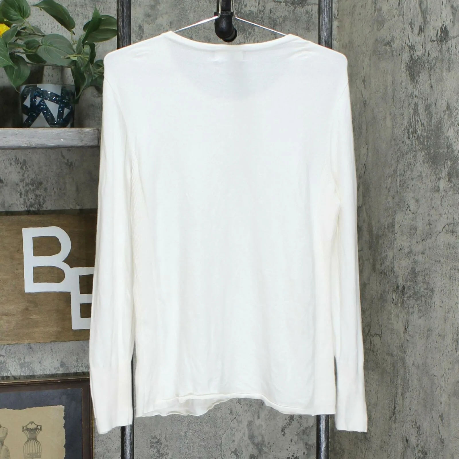 JM Collection Women's Studded Cuff Sweater Eggshell Small